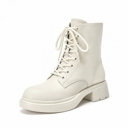 Calfskin Beige Boots for Women Translucent Sole