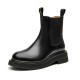 Chelsea Boots with Block Heel Round Toe Ankle Black Boots