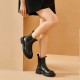 Chelsea Boots with Block Heel Round Toe Ankle Black Boots