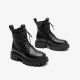 Handmade Leather Lug Sole Lace Up Combat Black Boot For Women