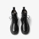 Handmade Leather Lug Sole Lace Up Combat Black Boot For Women