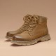 Round Toe Leather Ankle Brown Boots for Men