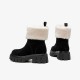 Wool Fur Ankle Snow Black Boots Jagged Outsole Square Heels For Women