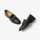 Calfskin Leather Classic Buckle Loafers Black Shoes For Women