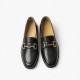 Calfskin Leather Classic Buckle Loafers Black Shoes For Women