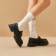 Chunky Loafers Platform Lug Sole Loafers Black Shoes for Women