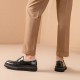 Chunky Sole Penny Loafers Black Shoes for Men