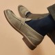 Classic Leather Penny Loafers Grey Shoes for Men