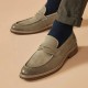 Classic Leather Penny Loafers Grey Shoes for Men