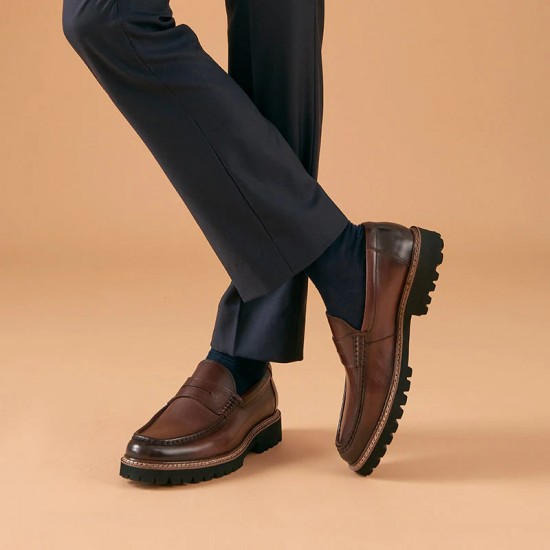 Leather Penny Loafers Brown Shoes For Men