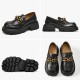 Platform Loafers Black Shoes for Women