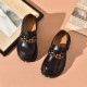 Platform Loafers Black Shoes for Women