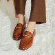 Retro Handmade Leather Slip-on Loafers Brown Shoes for Women