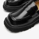 Square Toe Chunky Loafers with Lug Sole Black Shoes for Women