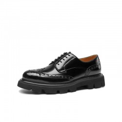 Chunky Brogue Black Shoes for Men