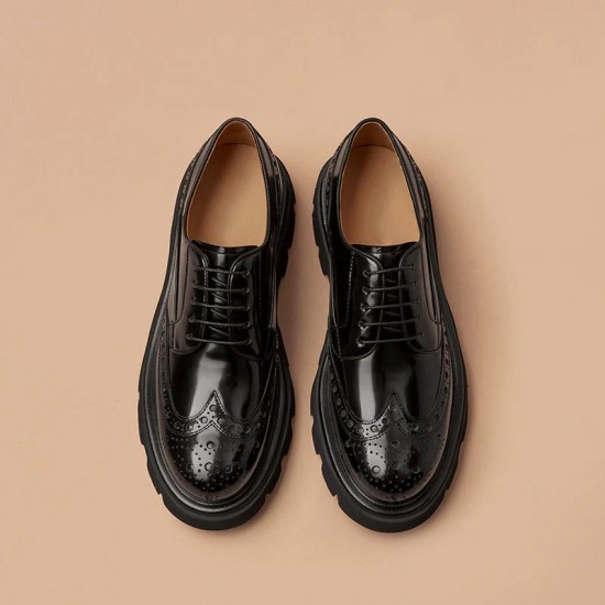 Chunky Brogue Black Shoes for Men