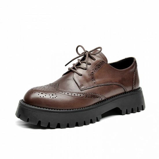 Classic Derby Brown Shoes for Women