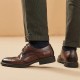 Elegant Cow Leather Wingtip Brogue Brown Shoes For Men