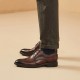 Elegant Cow Leather Wingtip Brogue Brown Shoes For Men