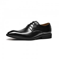 Full Grain Calfskin Leather Point Toe Formal Oxfords Black Shoes For Men.jpg