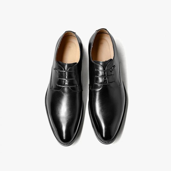 Full Grain Calfskin Leather Point Toe Formal Oxfords Black Shoes For Men.jpg