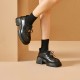 Lace-Up Platform Lug Sole Oxfords Black Shoes For Women