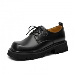 Lace-up Derby Black Shoes For Women