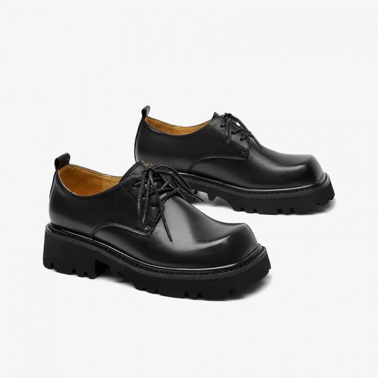 Lace-up Derby Black Shoes For Women