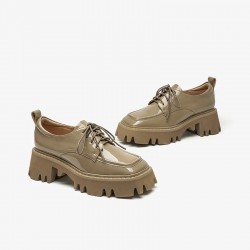 Solid Color Design Platform Beige Shoes For Women