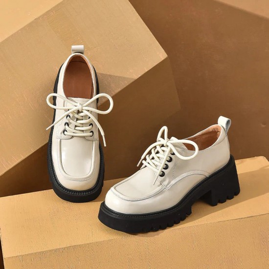 Solid Color Design Platform White Shoes For Women