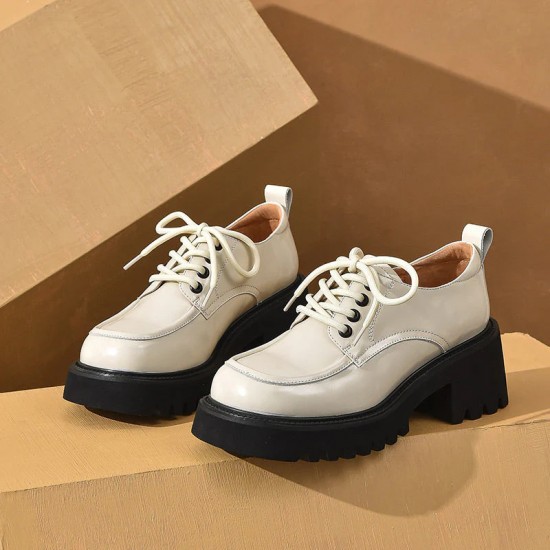 Solid Color Design Platform White Shoes For Women