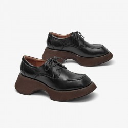 Wedge Derby Black Shoes for Women