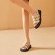 Open Toe Chunky Black Sandals For Women