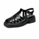 WMNS Buckle Strap Leather Gladiator Chunky Black Sandals