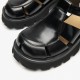 WMNS Cover Toe Leather Chunky Black Sandals