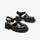 WMNS Cover Toe Leather Chunky Black Sandals