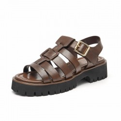 WMNS Hollow Platform Gladiator Brown Sandals 