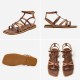 WMNS Leather Beach Gladiator Brown Sandals Flat