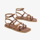 WMNS Leather Beach Gladiator Brown Sandals Flat