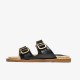 Calfskin Casual Buckle Slippers Espadrille Black Slides For Womens