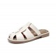 Comfortable Leather Gladiator Style White Slippers for Women