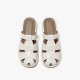 Comfortable Leather Gladiator Style White Slippers for Women