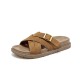 Cow Suede Cross Band Platform Brown Sandals For Women