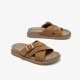 Cow Suede Cross Band Platform Brown Sandals For Women