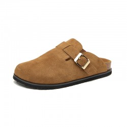 Cow Suede Flats Leisure Slip-on Brown Sandals for Women