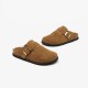 Cow Suede Flats Leisure Slip-on Brown Sandals for Women