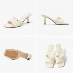 High Heel Beige Slippers for Women