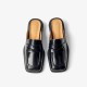 Leather Muler Penny Loafer Black Slipper For Women