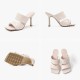 Square Toe Stiletto Beige Slides for Women