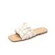 Weaving Leather Flat White Slippers for Women